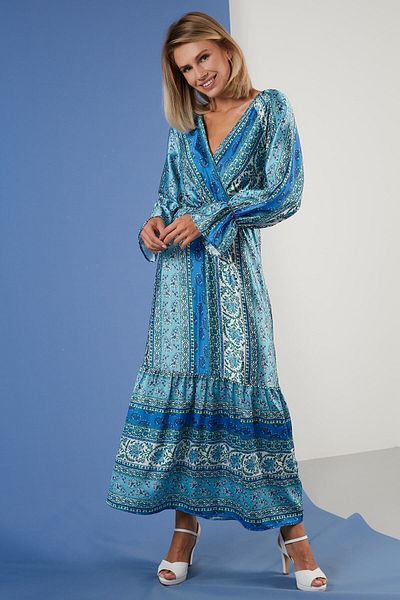Lela Patterned Comfortable Fit Double Breasted Collar Dress Women's Dress 6058062