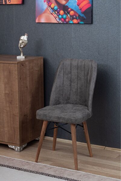 BERAZZİ Jev Serisi Mutfak Sandalyesi , Yemek Sandalyesi , 2 Adet Gri Sandalye