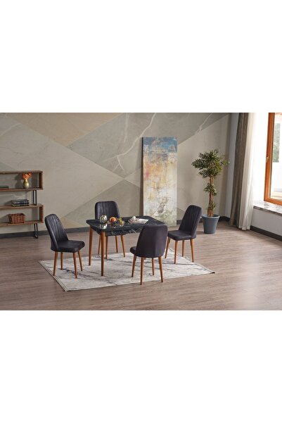 ADAHOME Gözde Sabit 4 Kişilik Mutfak Masası Takımı Yemek Masası Takımı