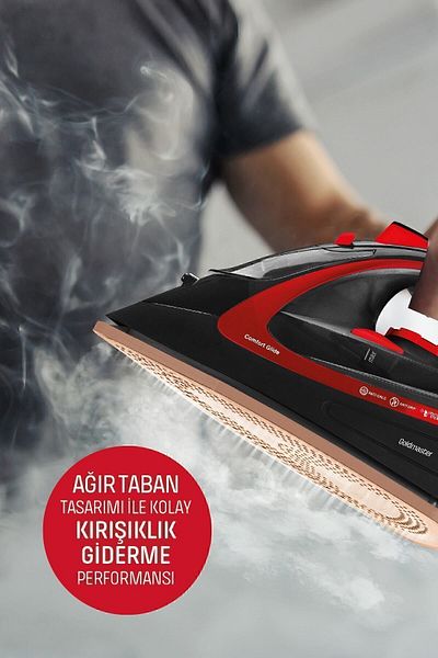 GOLDMASTER Masterjet 2600 Watt Ceramic Heavy Base Technology Easy to Wrinkle Removal 180 gr Shock Steam Iron