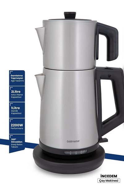 GOLDMASTER Incedem Drip-Free Mouth Steel Tea Maker And Kettle Inox