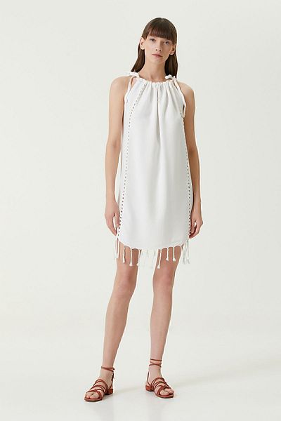 İrya Serene Shirred Beach Dress - Καφέ Διχτυωτό Διάτρητο