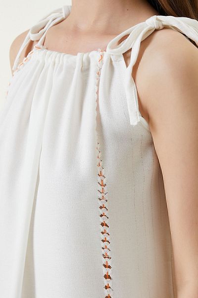 İrya Serene Shirred Beach Dress - Πορτοκαλί πλεκτό διάτρητο