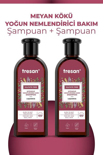 Tresan Licorice Root - Intensive Moisturizing Sulfate-Free Care Shampoo 300 ml x2 Pieces