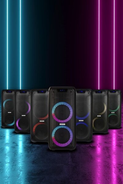 GOLDMASTER Radyolu Işıklı Şarjlı Bluetooth Speaker Hoparlör Party Box