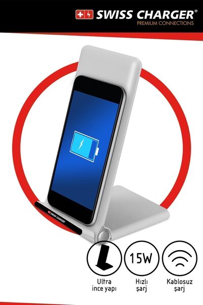 SWISS CHARGER Kablosuz Şarj Standı Apple Iphone Android Uyumlu Wireless Şarj