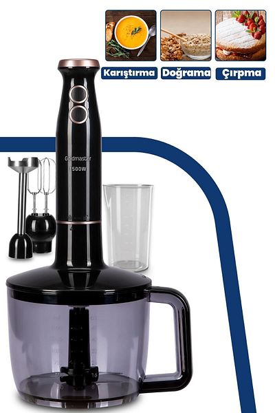 GOLDMASTER Bestmax Black Gold Large Bowl 1500w Stainless Steel 3in1 Multi Blender