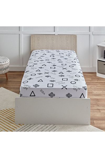 Home Box Gaming Gamer Microfibre Single Fitted Sheet - 90x200+25 cm