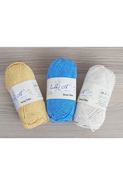 TıkTık AL 3lü %100 Pamuk Punch (PANÇ) Ve Amigurumi Ipi Seti (TURKUAZ-SARI-KREM)