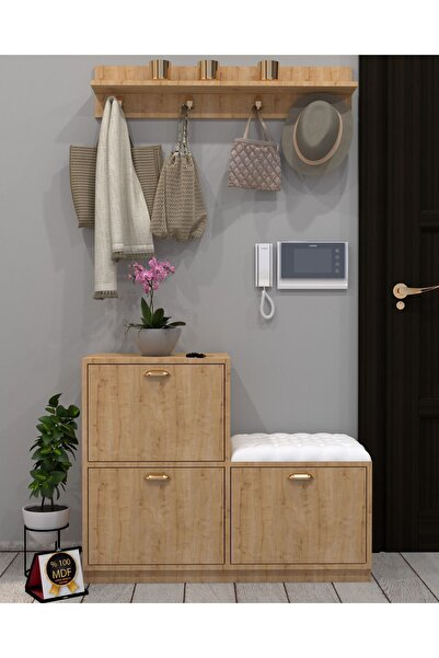 KONAK EV EŞYALARI Cardenas Portmanto,Ayakkabılık,MDF,Çok Amaçlı Dolap,Minderl...