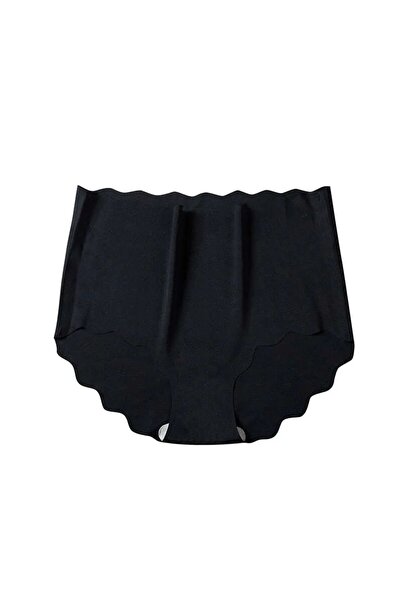 SWEETKORSE Slip din mătase de gheață, elastic, cu talie înaltă, fără urme - negru, transparent, fără sudură, elastic subțire, respirabil