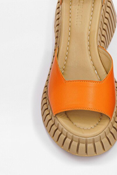 NILUFARR Cappy Genuine Leather Orange Heeled Women's Sandals
