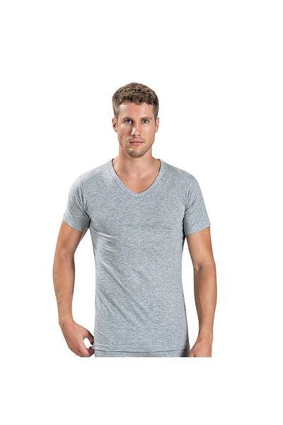 Kuryıldız Black V-Neck Half Sleeve Men's Undershirt