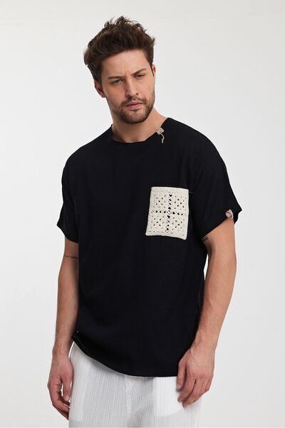 Plus Ninety Plusninety Erkek Cepli Oversize Keten Pamuk Tshirt Gömlek
