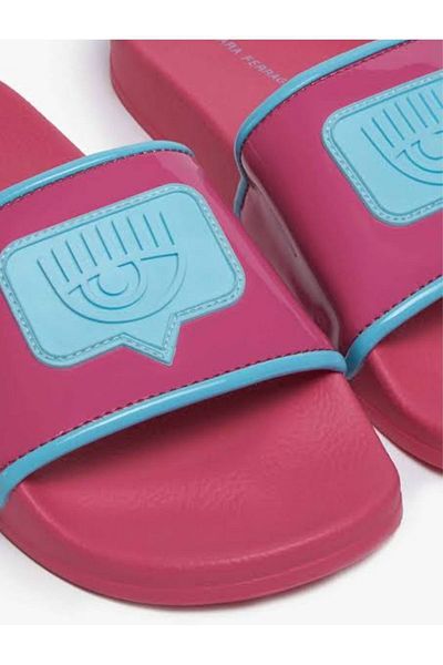 CHIARA FERRAGNI Pink Flirting Eye Logo Slippers - Size 36