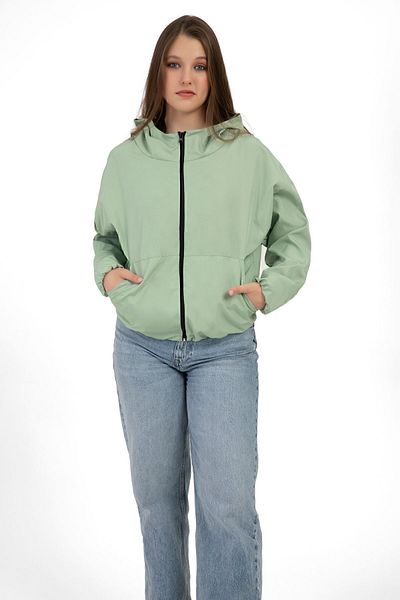 Montland Women's Water Green Hooded Water and Windproof Pocket Lined Oversize Raincoat