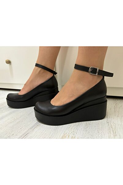 Kesim Shoes Genuine Leather Women's Wedge Heel Shoes - 34-42