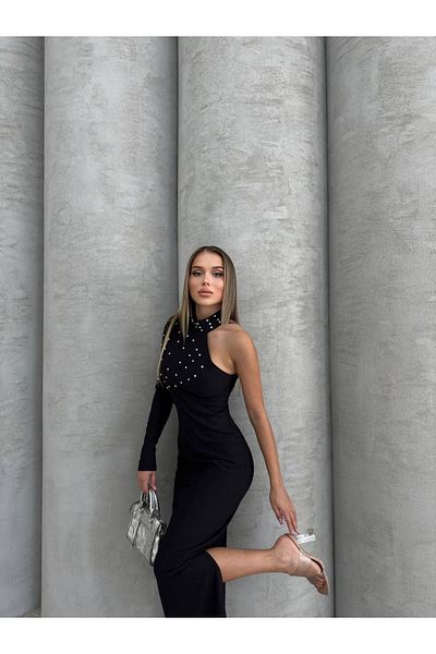 İLKCET MODA Λεπτομερές οθωμανικό φόρεμα με έναν ώμο