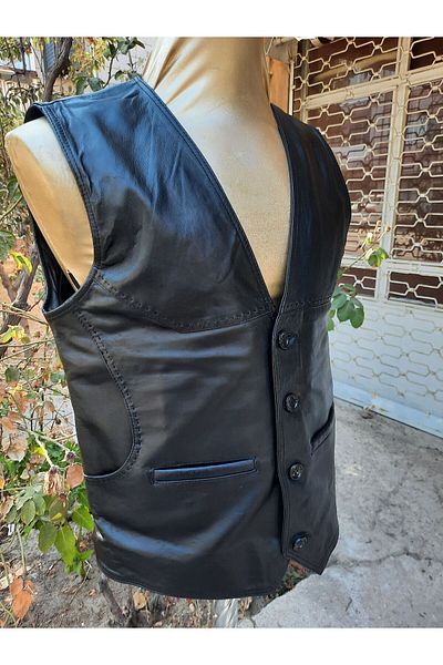 ArdaStilDeri Titan Model Genuine Leather Punted Vest