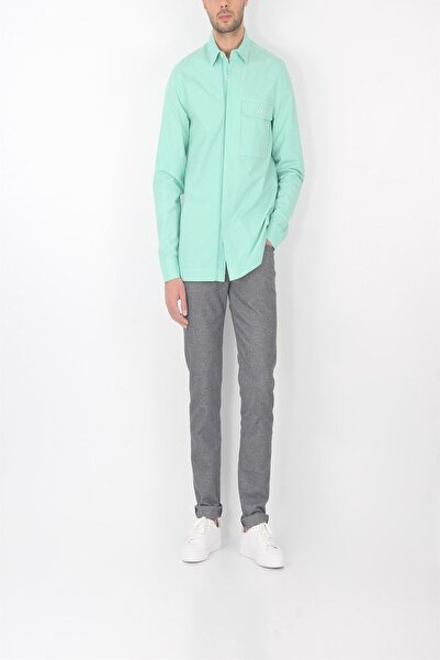 Unisex Mint Yeşili Gizli Düğme Kapamalı Cepli Overshirt Gömlek Ceket