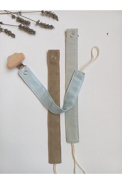 sbbaby Muslin Pacifier Strap Cloud Wooden Clip Baby Pacifier Chain Set of 3 Blue Stone Gray