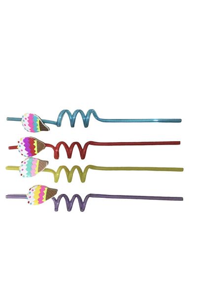Tohana Plastic Colorful Fancy Straws Set of 4