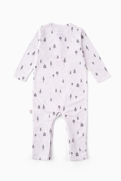 Boumini Baby Long Sleeve Fit Fit Snap Jumpsuit Pine Forest Patterned