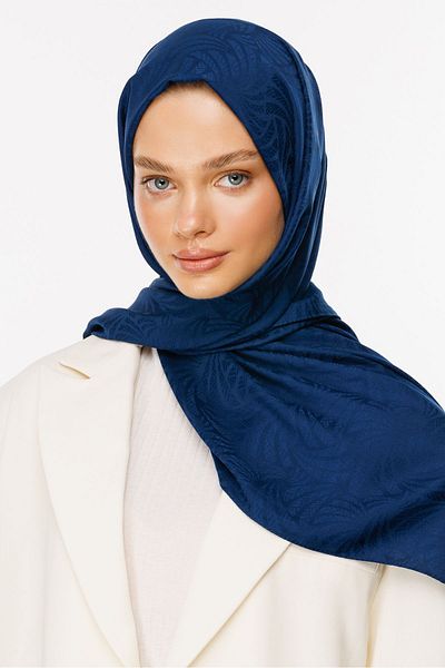 Mooncorn Σάλι Ζακάρ με μοτίβο Artemis Navy Blue