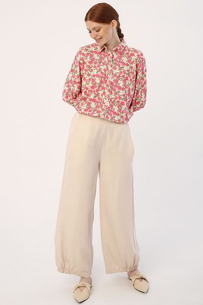 ALLDAY Light Beige Natural Fabric Trousers with Big Pockets
