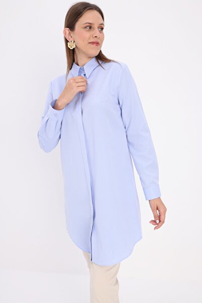 ALLDAY Blue Basic Hidden Placket Shirt Tunic