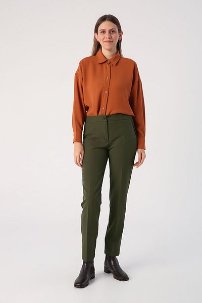 ALLDAY Pantaloni de țigară kaki Lycra