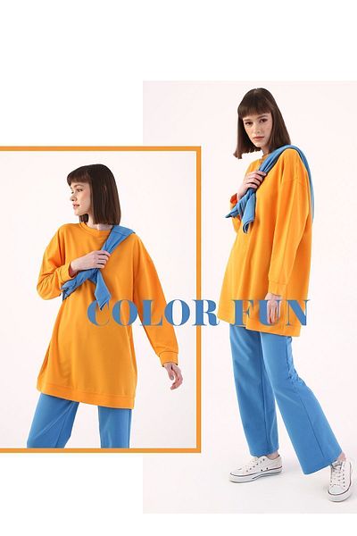 ALLDAY Dark Yellow Oversize Shoulder Zipper Sweat Tunic