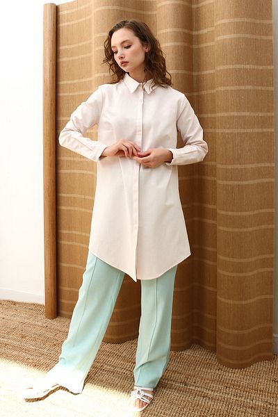 ALLDAY Light Pink Basic Hidden Placket Shirt Tunic