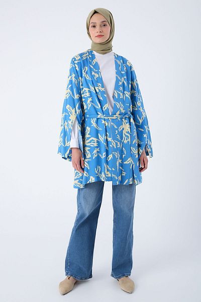 ALLDAY Kimono cu mâneci supradimensionate albastru-bej