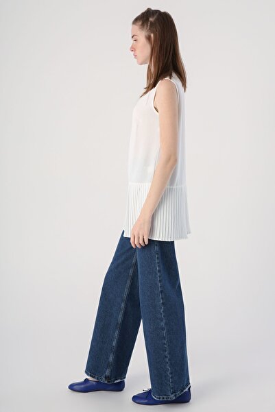 ALLDAY Γυναικεία Λευκή Αμάνικη Φούστα Πλισέ Μπλούζα Εσώρουχα