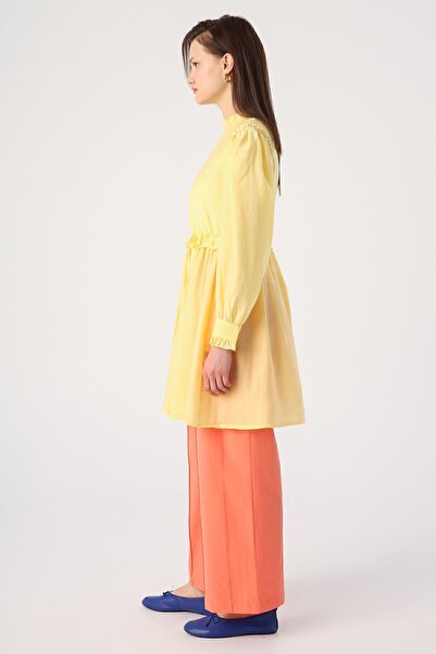 ALLDAY Light Yellow Ruffle Detailed Tunic with Gathered Waist