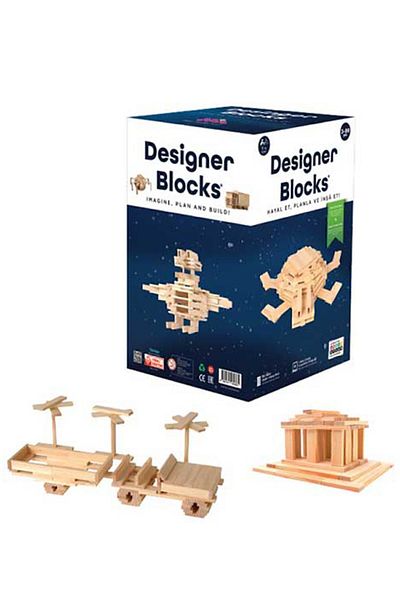 Zetzeka Designer Blocks 100 Natural Wooden Pieces Age 3+ 1+ Players