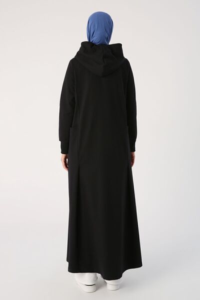 ALLDAY Černý semiš zdobený Abaya s kapucí