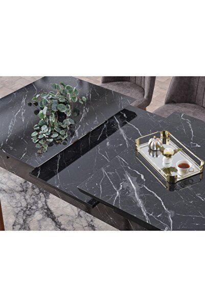 ADAHOME Mimoza Açılır 6 Kişilik Mutfak Masası Takımı Yemek Masası Takımı