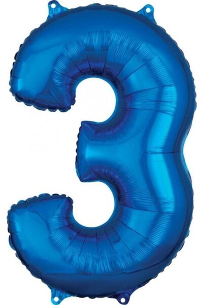 parti sürprizi Folyo Balon Mavi 3 Rakam 80 Cm