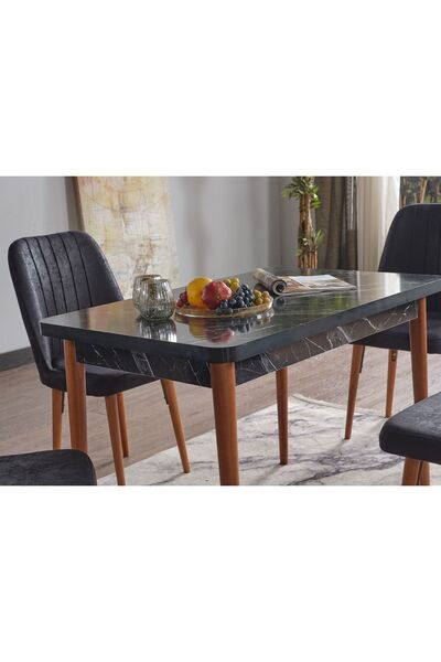 ADAHOME Gözde Sabit 4 Kişilik Mutfak Masası Takımı Yemek Masası Takımı