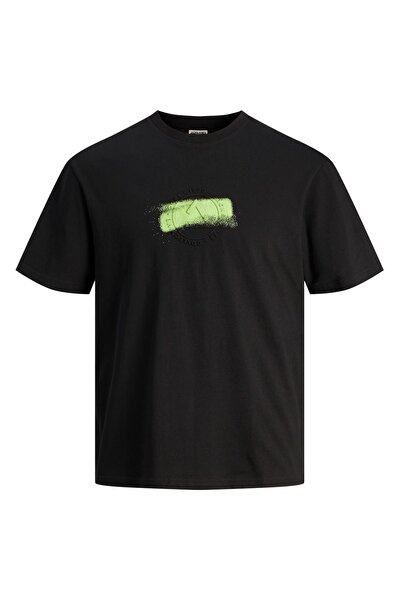 Jack & Jones Yuvarlak Yaka Siyah Erkek T-Shirt JCOSPRAY EMBO TEE SS CREW NECK