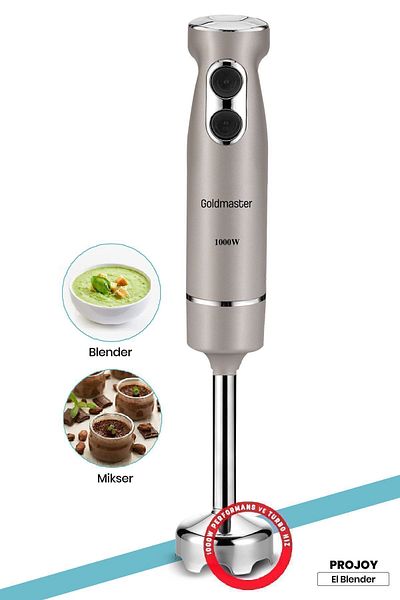 GOLDMASTER Projoy Silent 2 Stage Stainless Steel 1000w Hand Blender with 4 Blades