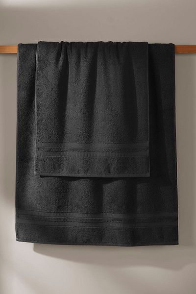 İrya Serenity Anthracite Premium Towel Set - 100% Cotton, Set of 2, 50x90 and 70x140