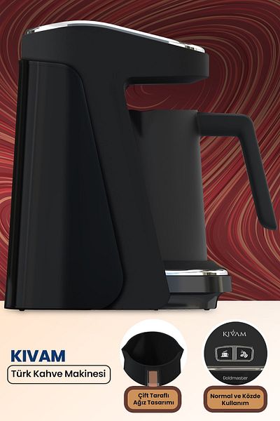 GOLDMASTER Kvam Black Large Chamber Smart Nesting Patented Turkish Coffee Machine
