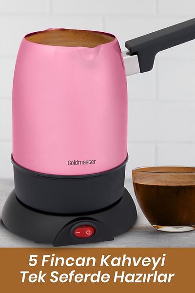 GOLDMASTER Foam Pink Double Mouth Stainless Steel Electric Coffee Pot