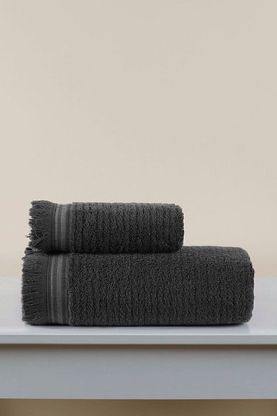 İrya Bliss Premium 100% Cotton 2-Piece Anthracite Towel Set - 50x90/70x140