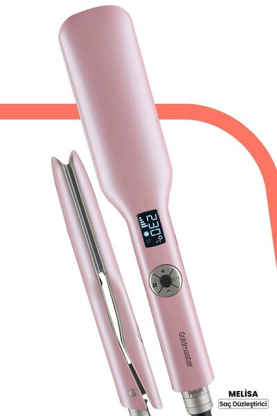 GOLDMASTER Melisa Digital Display Tourmaline Ceramic Thick Plate Ionic Hair Straightener Pink
