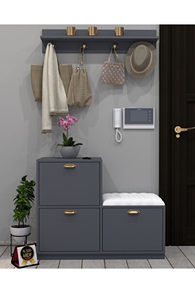 KONAK EV EŞYALARI Cardenas Portmanto,Ayakkabılık,MDF,Çok Amaçlı Dolap,Minderl...