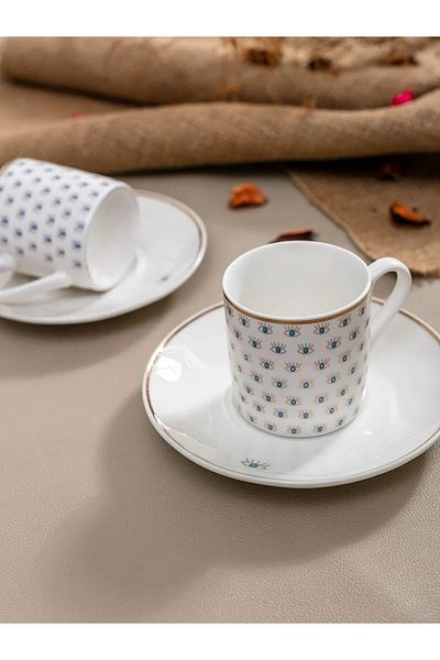 LC Waikiki Patterned Porcelain Turkish Coffee Cup Set of 2 5x5x6 Cm